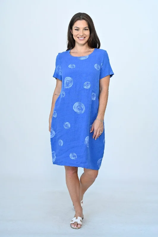 Linen Dress - Cobalt Circle Tunics Stylish elegant