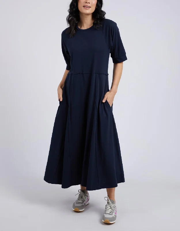 York Midi Dress - Navy Boat Neckline Classic