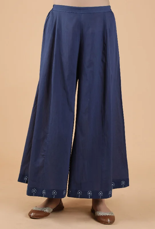 Aadhila Indigo Solid Blue Flared Kalidar Palazzo Pants With Print Border Chic Checkered Pants Aadhila Indigo Solid Blue Flared Kalidar Palazzo Pants With Print Border Chic Checkered Pants