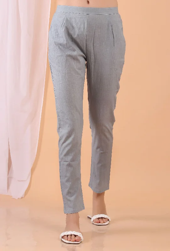 Cadet Blue Grey Cotton Pants