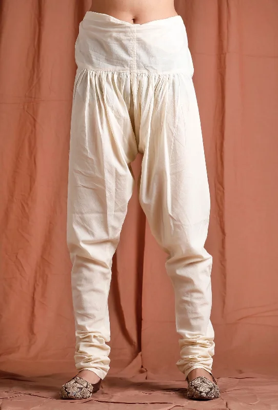 Off White Cotton Churidar Pants