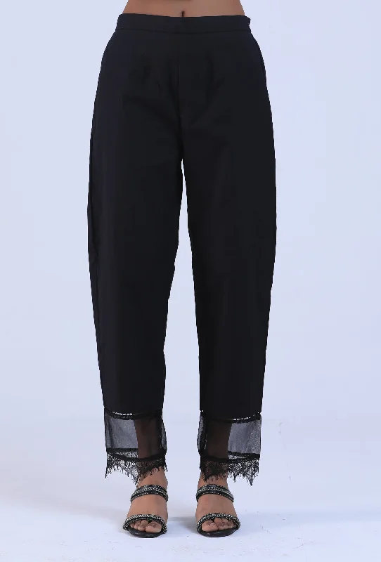 Women Black Cotton Pant Elegant Dress Pants