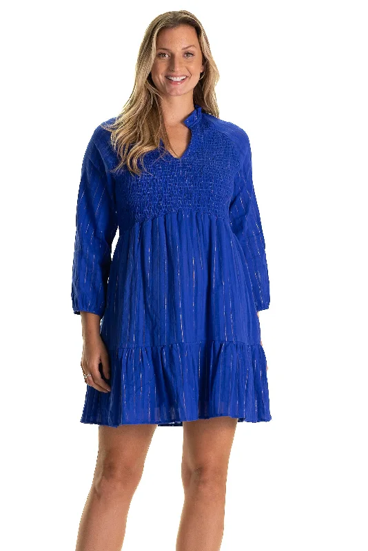 Duffield Lane Wren Dress - Bright Blue Metallic