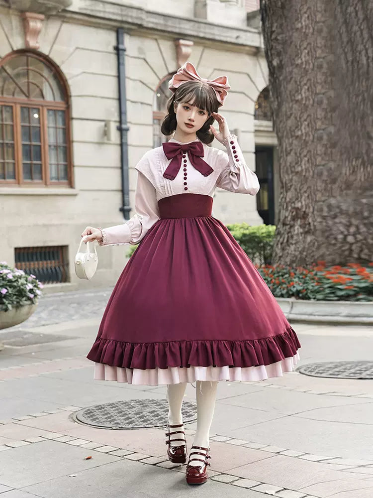 With PUJI~Christine~Elegant Lolita OP Dress Rose Embroidery Dress
