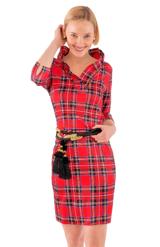 Gretchen Scott Ruff Neck Jersey Dress - Duke Of York - Red/Multi