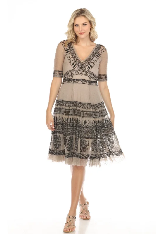 Johnny Was Biya Dakota Embroidered Mesh Slip Dress Boho Chic B8686