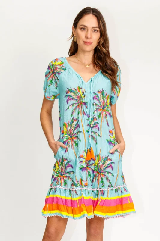Lula Life Burleigh Shirred Dress Mist On Sale