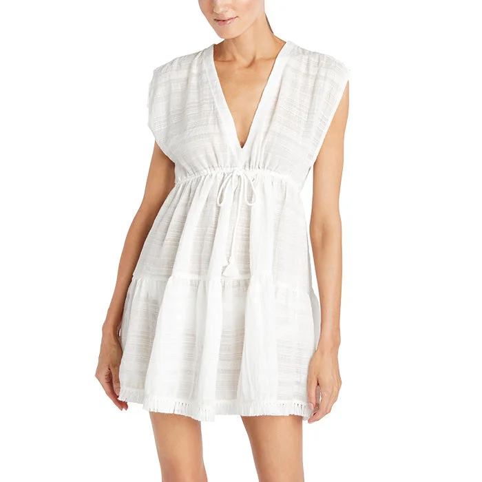 Robin Piccone Natalie Flouncy Tunic Dress Coverup - White