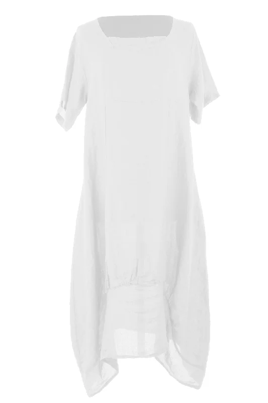 Square Neck Linen Dress