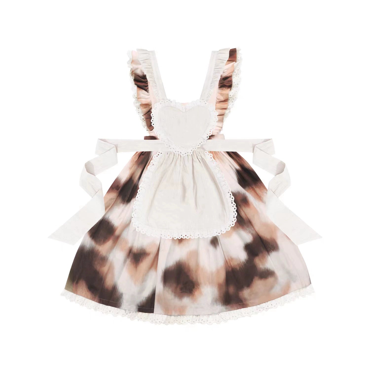 calico cat pattern salopette+ beige apron