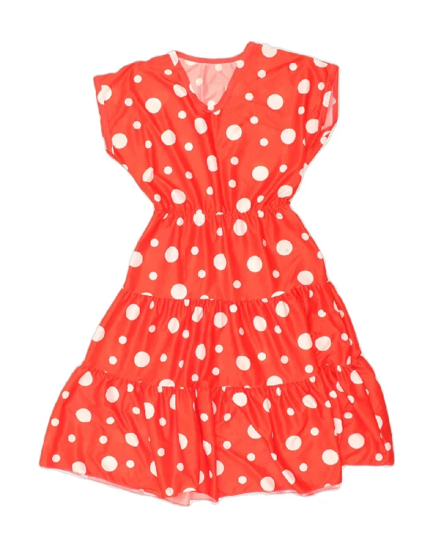 VINTAGE Womens Basic Dress UK 14 Medium Red Spotted