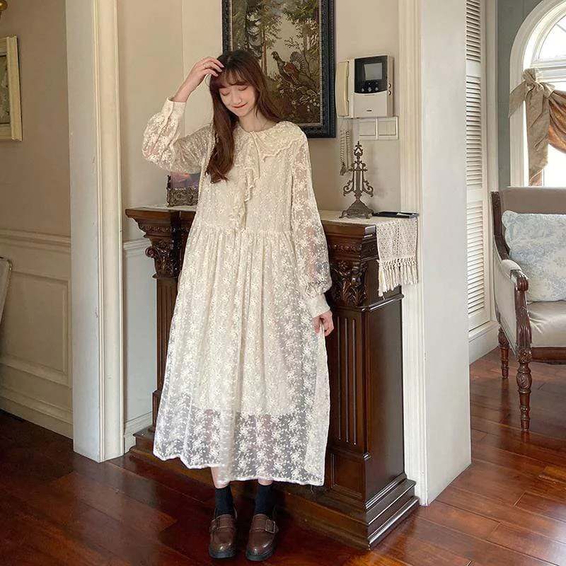 Women's A-line Lace Peter Pan Collar Dress