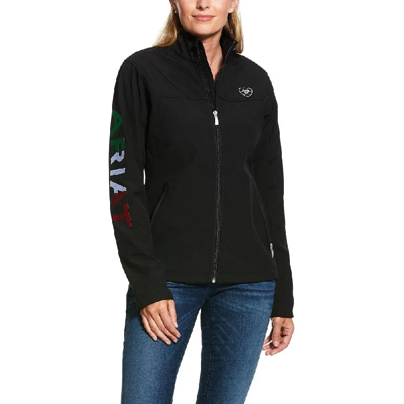 ARIAT TEAM SOFTSHELL MEXICO BLACK -WOMEN'S JACKET- Puff Sleeve Overcoat
