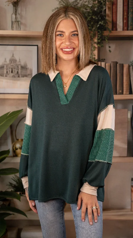 Cory Hunter Green Boyfriend Top Buttoned Toggled Snapped