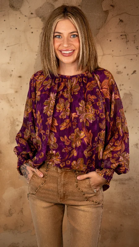 Make a Wish Top Plaid Tartan Floral