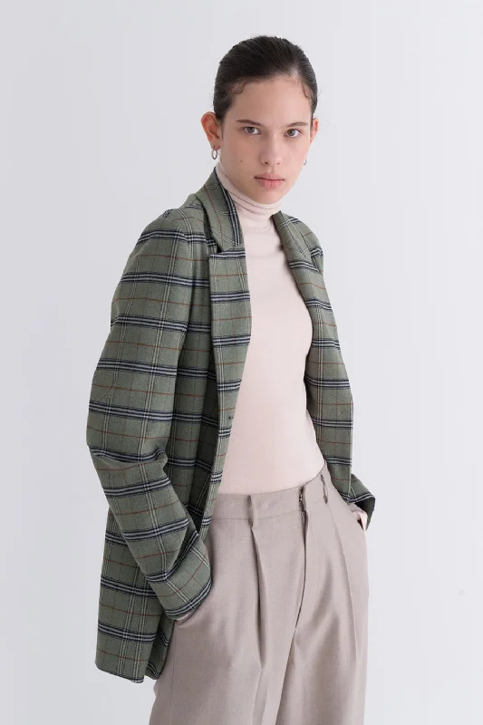 Vintage Check Daily Jacket Green A-Line Ball Gown Mermaid