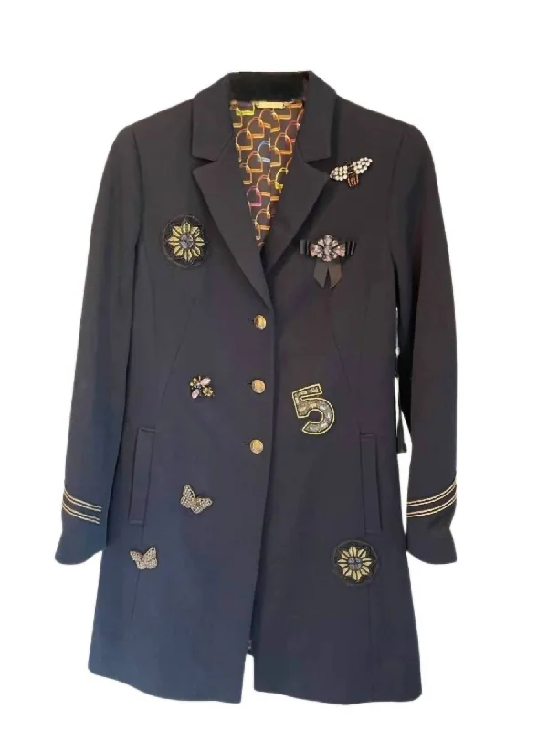 Patchwork Jacket In Navy Trench Coat Raincoat Waterproof Jacket