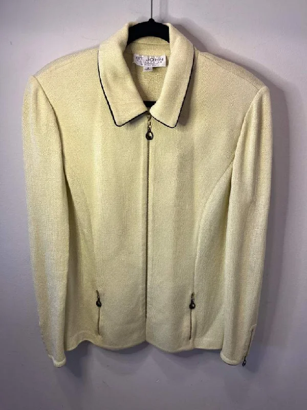 St. John Collection Zip Front Jacket Size 16 Citrine Rayon Velvet Corduroy