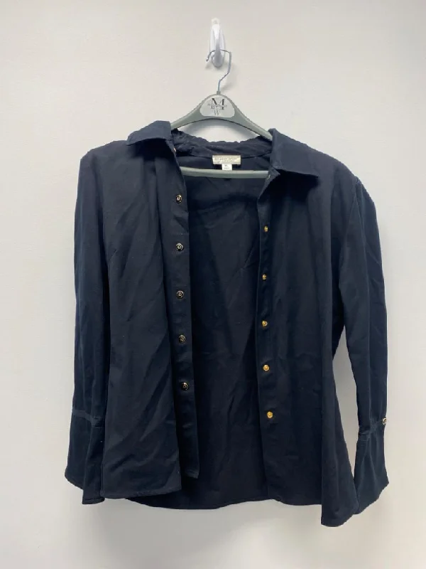 St. John Sport XL Black Jean Jacket Satin Silk Chiffon
