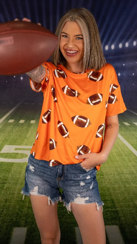 TOUCHDOWN Orange Football Tee