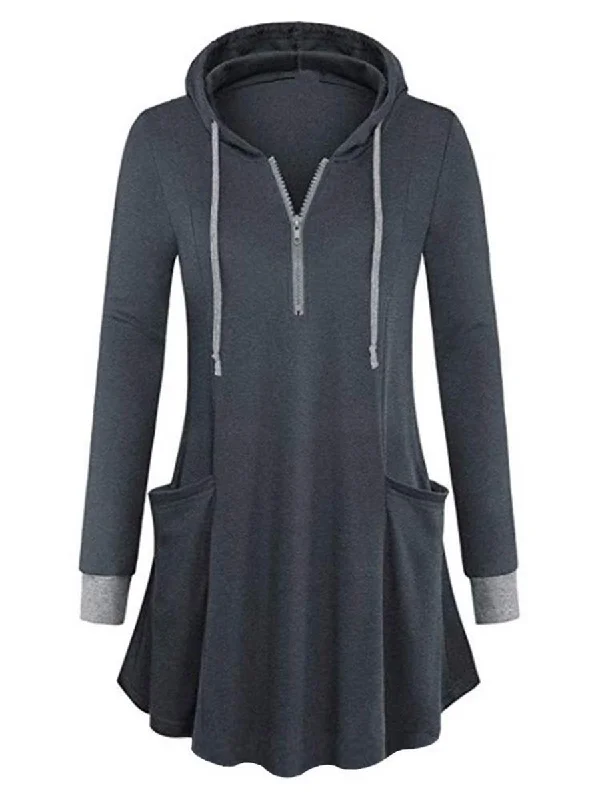 Casual Solid Color Long Sleeve Hoodie Hoodie with Hood Adjustable Protection