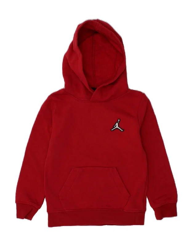 JORDAN Boys Hoodie Jumper 4-5 Years Small Red Cotton Hoodie Jacket Zipper Layering