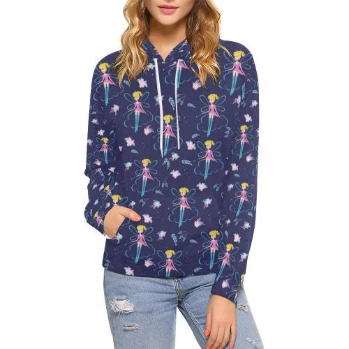 Pattern Print Fairy Women Pullover Hoodie Hoodie with Hem Fringe Bohemian Relaxed