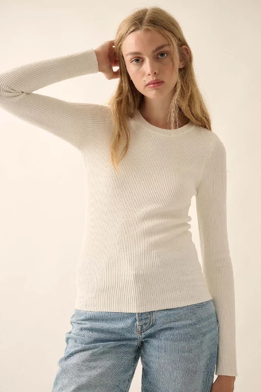 Shaper Fit Long-Sleeve Ribbed Knit Top