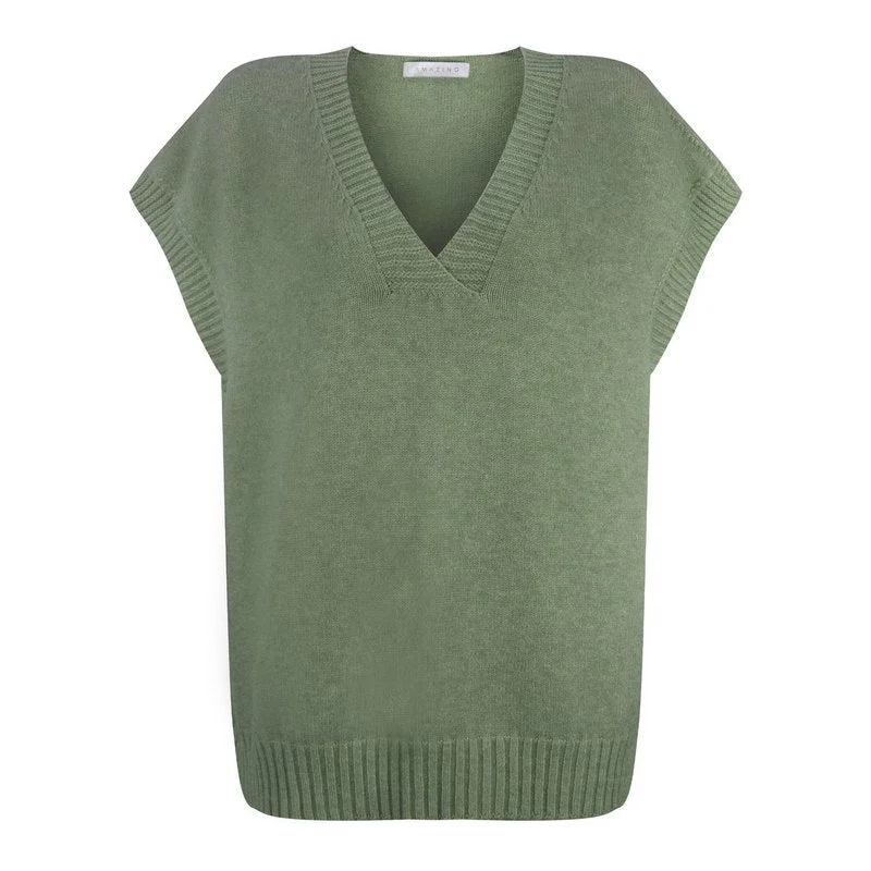 Pirie Easy Fit V-Neck Tank in Olive Green