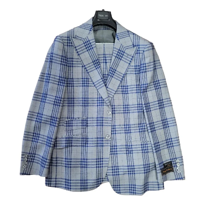 Tiglio Prossecco TL4269 Gray Plaid 3PC Suit Women's Classic Blazer
