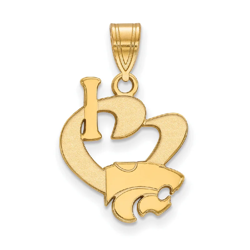 High-End Sparkle, Low-End Prices – Jewelry Sale Live 14k Gold Plated Silver Kansas State Large I Love Logo Pendant